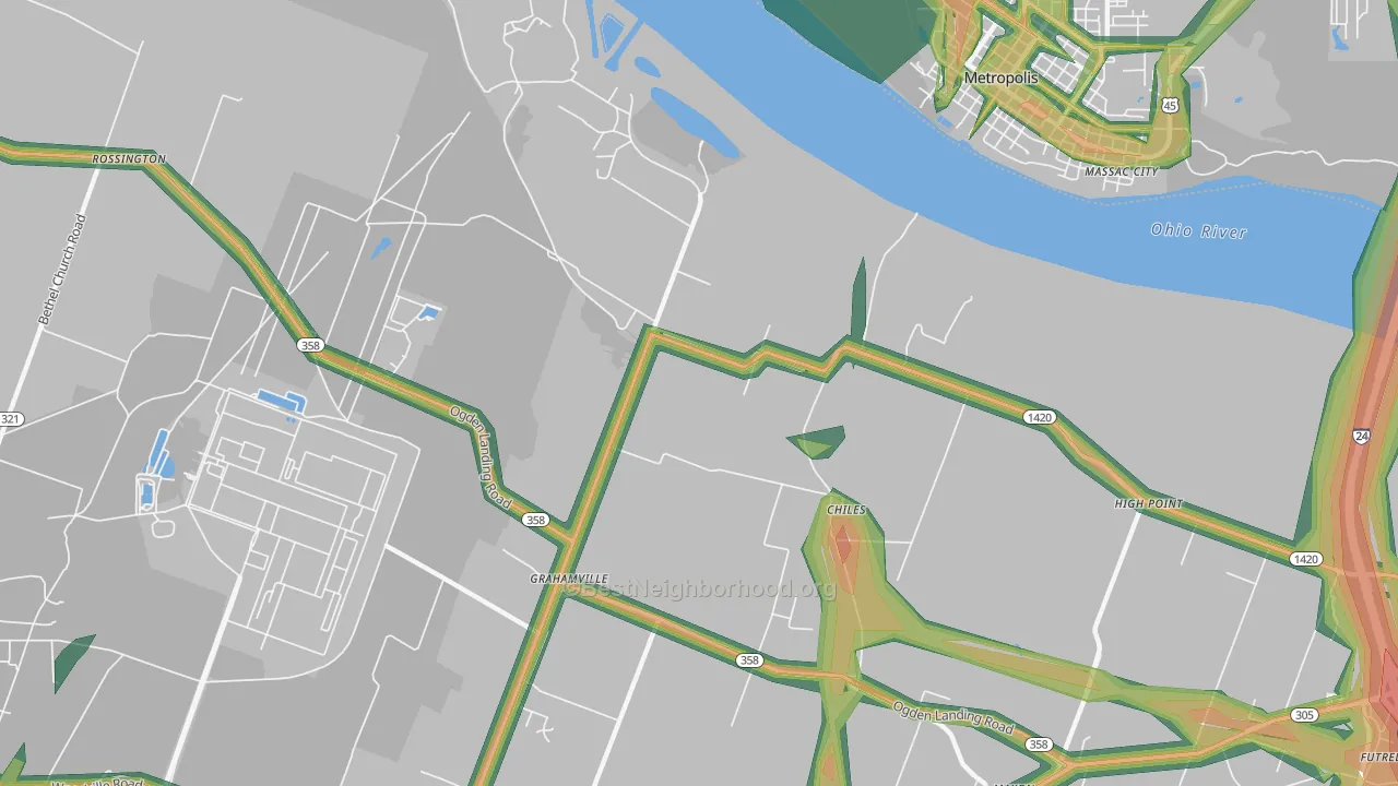 Grahamville, KY Map of Noise Levels in Grahamville