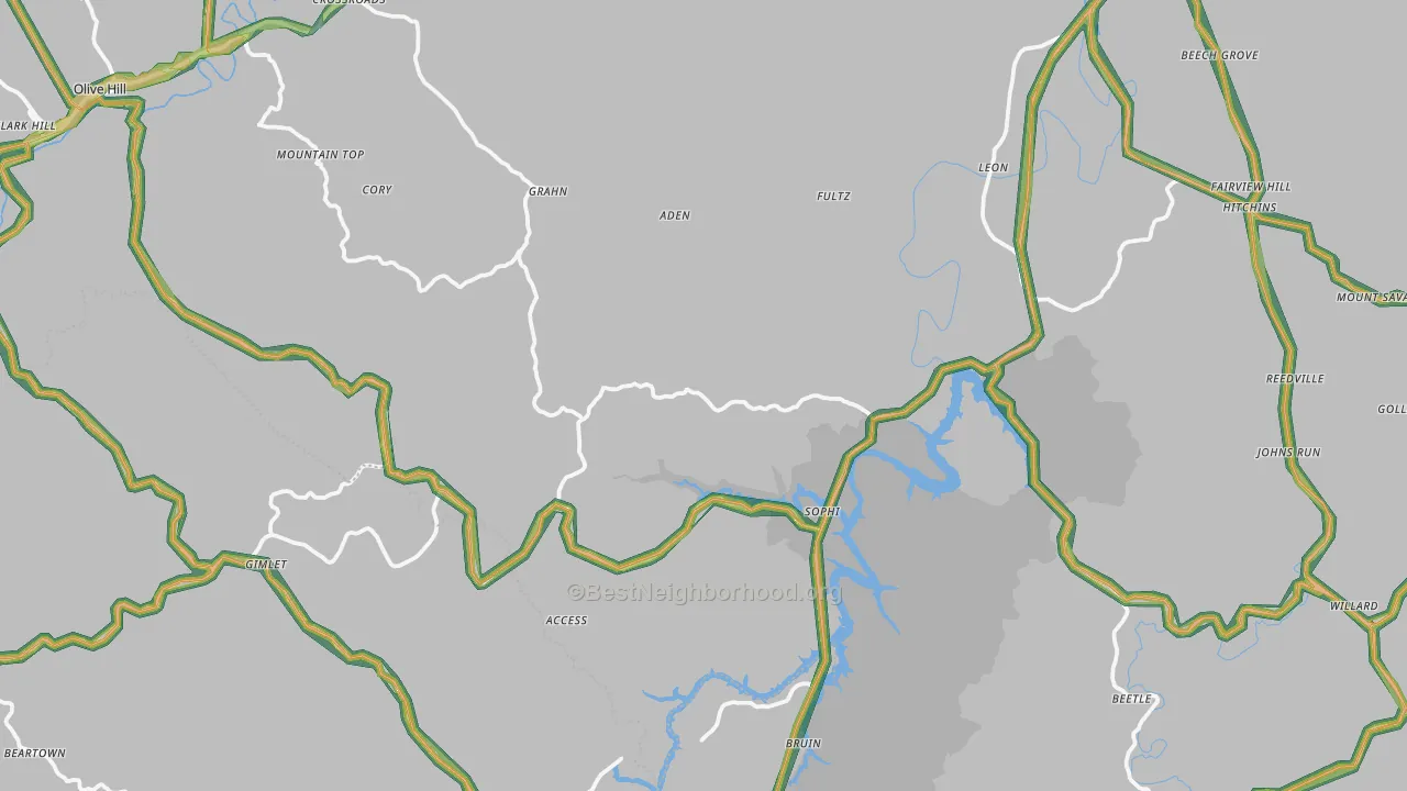 Grahn, KY Map of Noise Levels in Grahn
