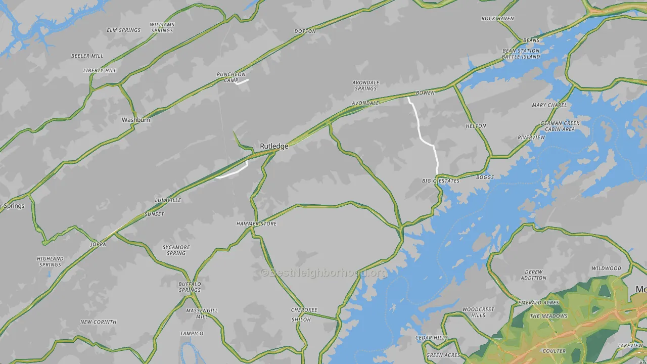 Grainger County, TN Map of Noise Levels in Grainger County