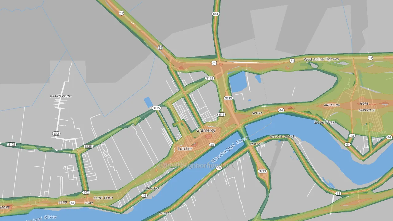 Gramercy, LA Map of Noise Levels in Gramercy