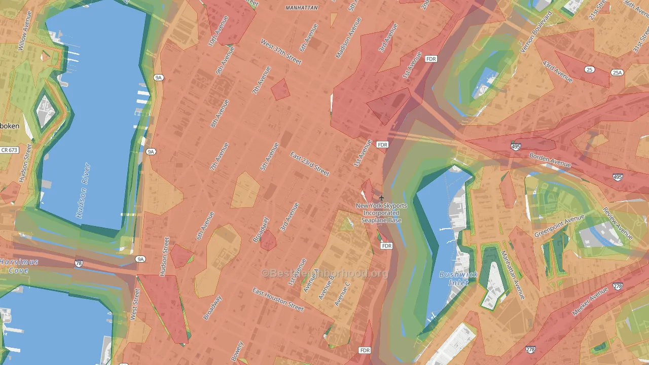 Gramercy, Manhattan, NY Map of Noise Levels in Gramercy