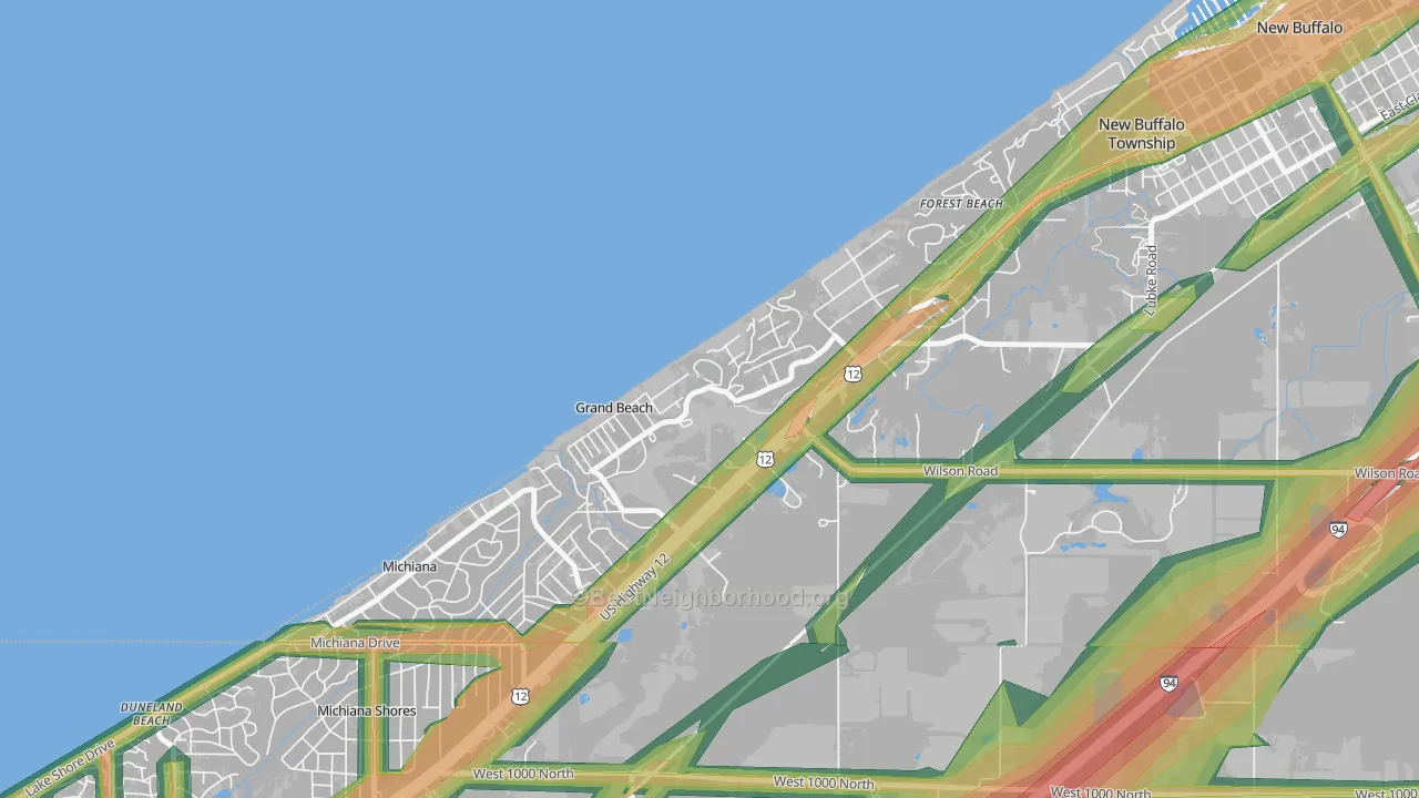 Grand Beach, MI Map of Noise Levels in Grand Beach