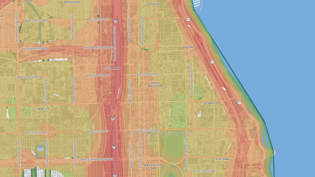 Grand Boulevard, Chicago, IL Map of Noise Levels in Grand Boulevard