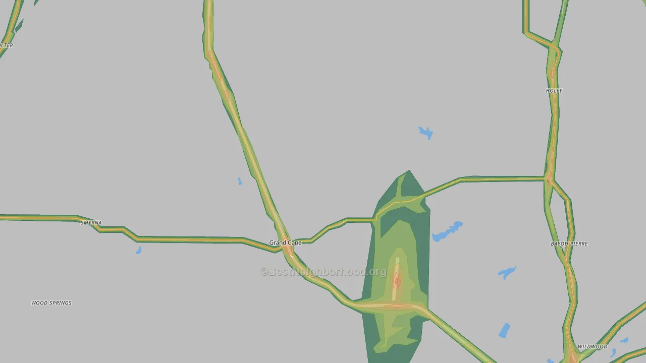 Grand Cane, LA Map of Noise Levels in Grand Cane
