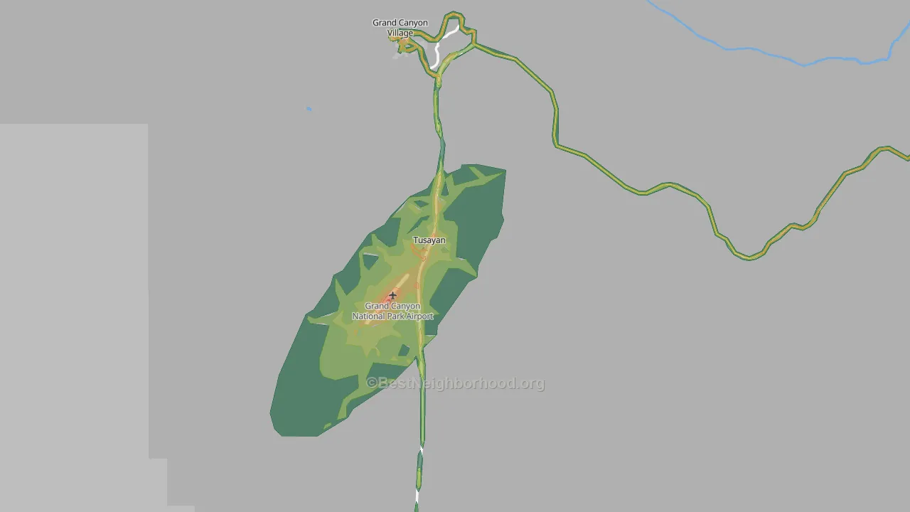 Grand Canyon, AZ Map of Noise Levels in Grand Canyon