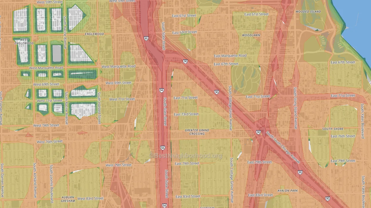 Grand Crossing, Chicago, IL Map of Noise Levels in Grand Crossing