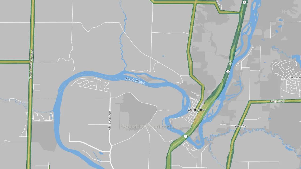 Grand Detour, IL Map of Noise Levels in Grand Detour