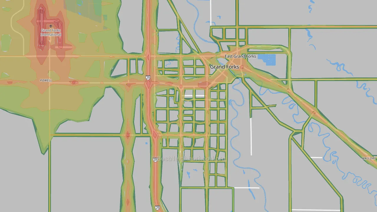 Grand Forks, ND Map of Noise Levels in Grand Forks