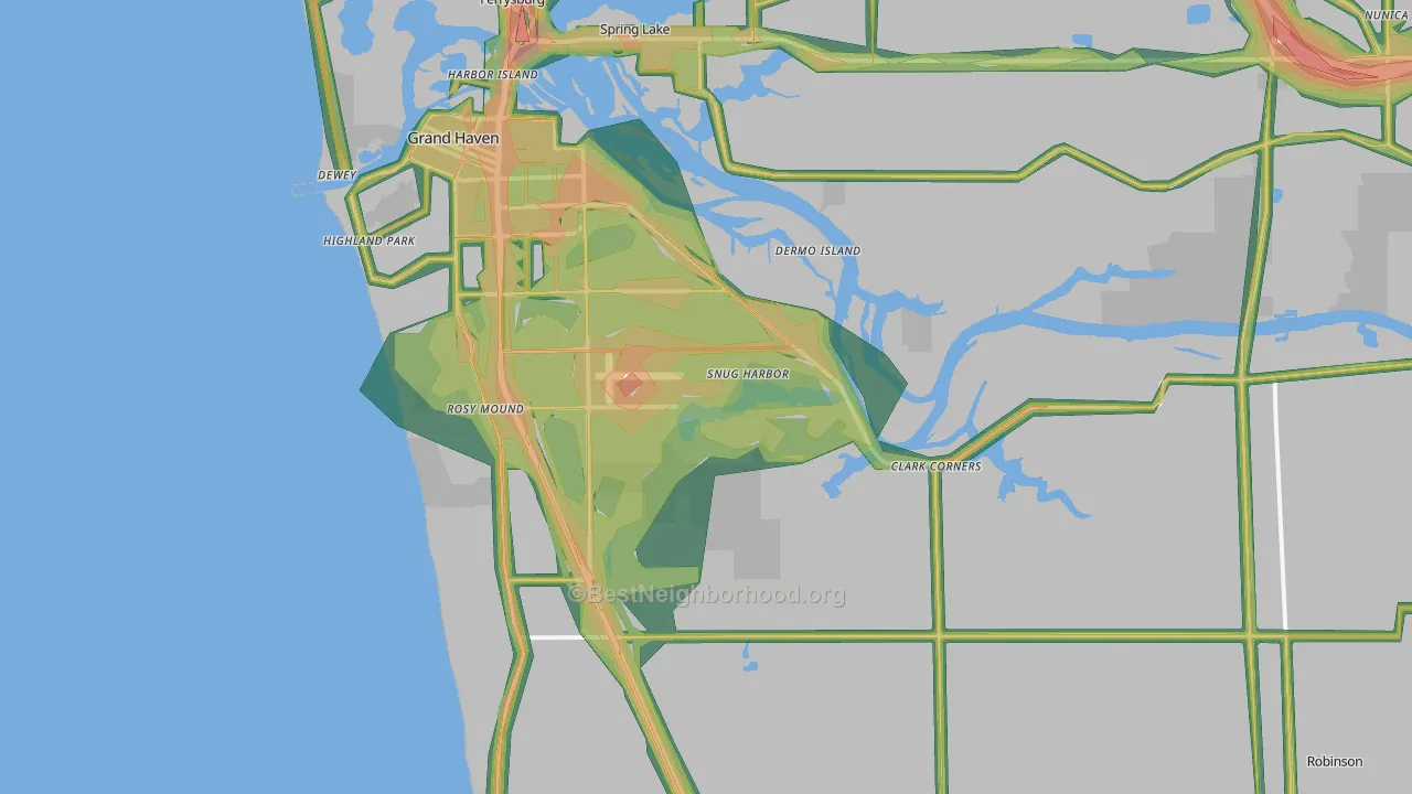 Grand Haven, MI Map of Noise Levels in Grand Haven
