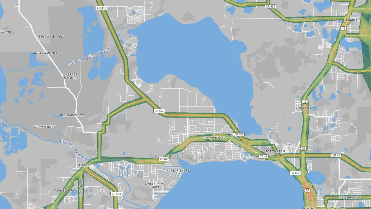 Grand Island, FL Map of Noise Levels in Grand Island