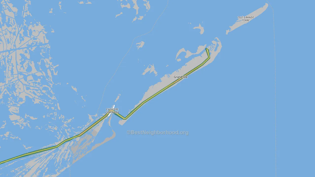 Grand Isle, LA Map of Noise Levels in Grand Isle