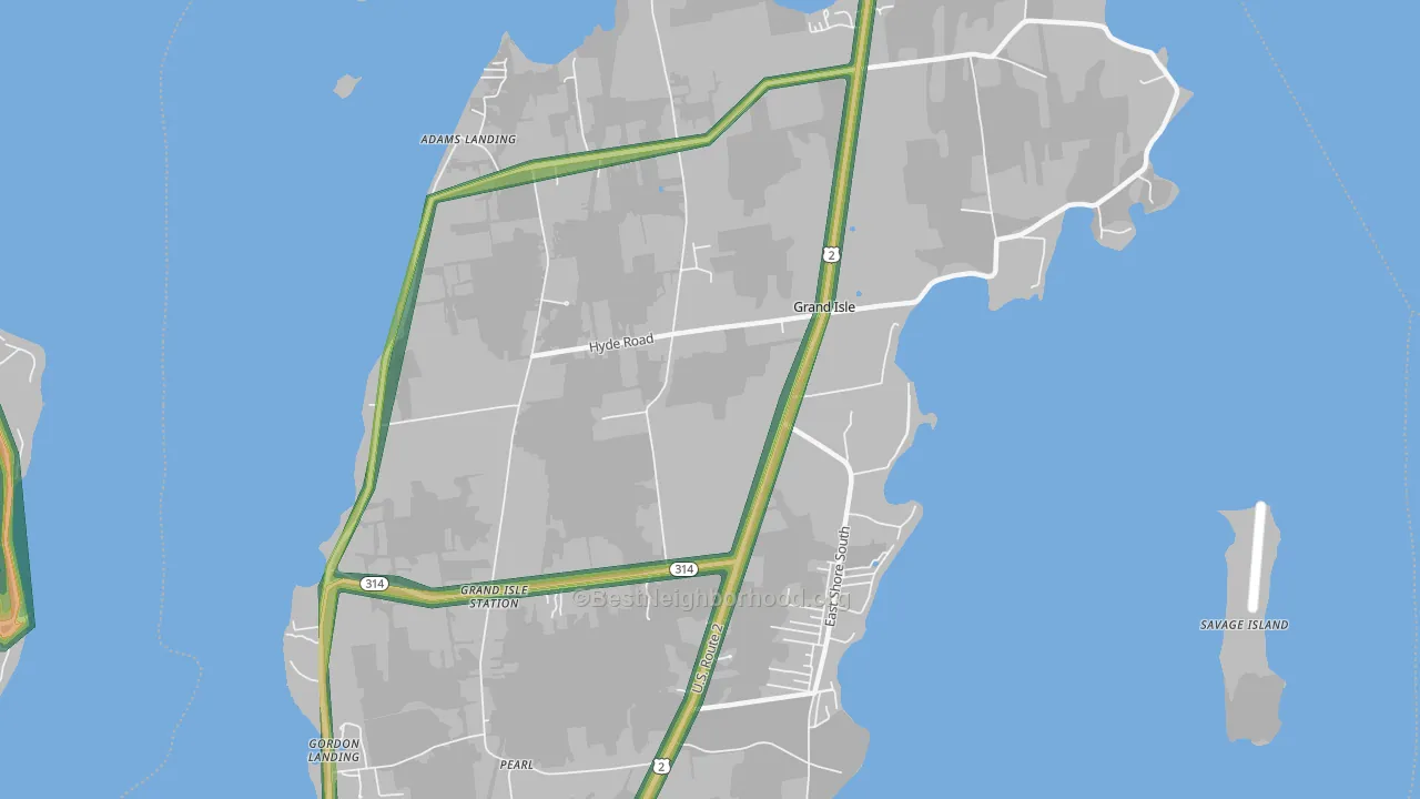 Grand Isle, VT Map of Noise Levels in Grand Isle