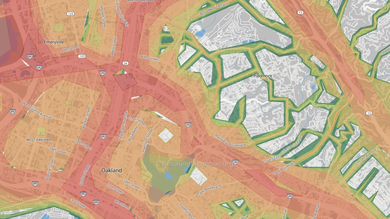 Grand Lake, Oakland, CA Map of Noise Levels in Grand Lake