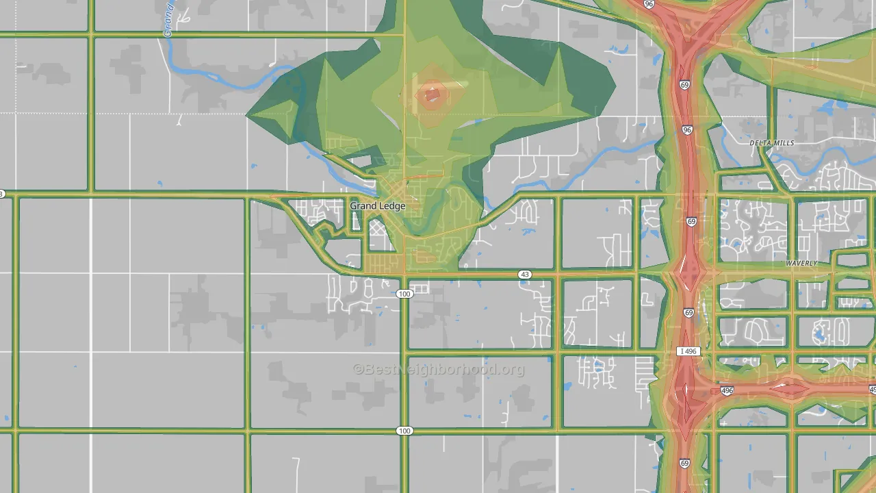 Grand Ledge, MI Map of Noise Levels in Grand Ledge
