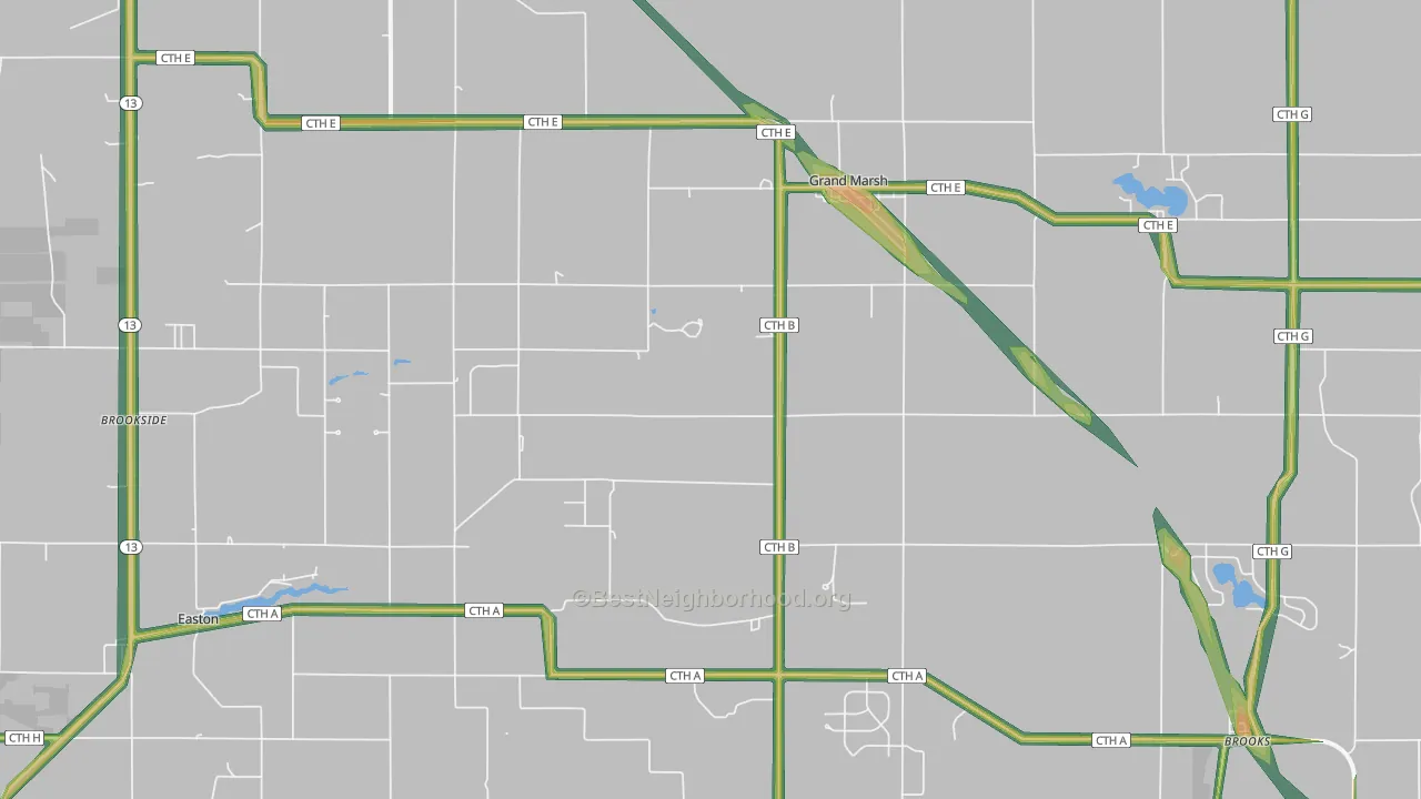 Grand Marsh, WI Map of Noise Levels in Grand Marsh