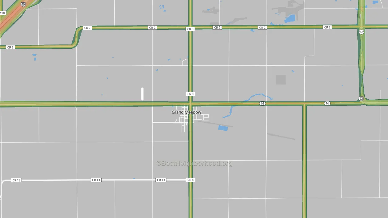 Grand Meadow, MN Map of Noise Levels in Grand Meadow