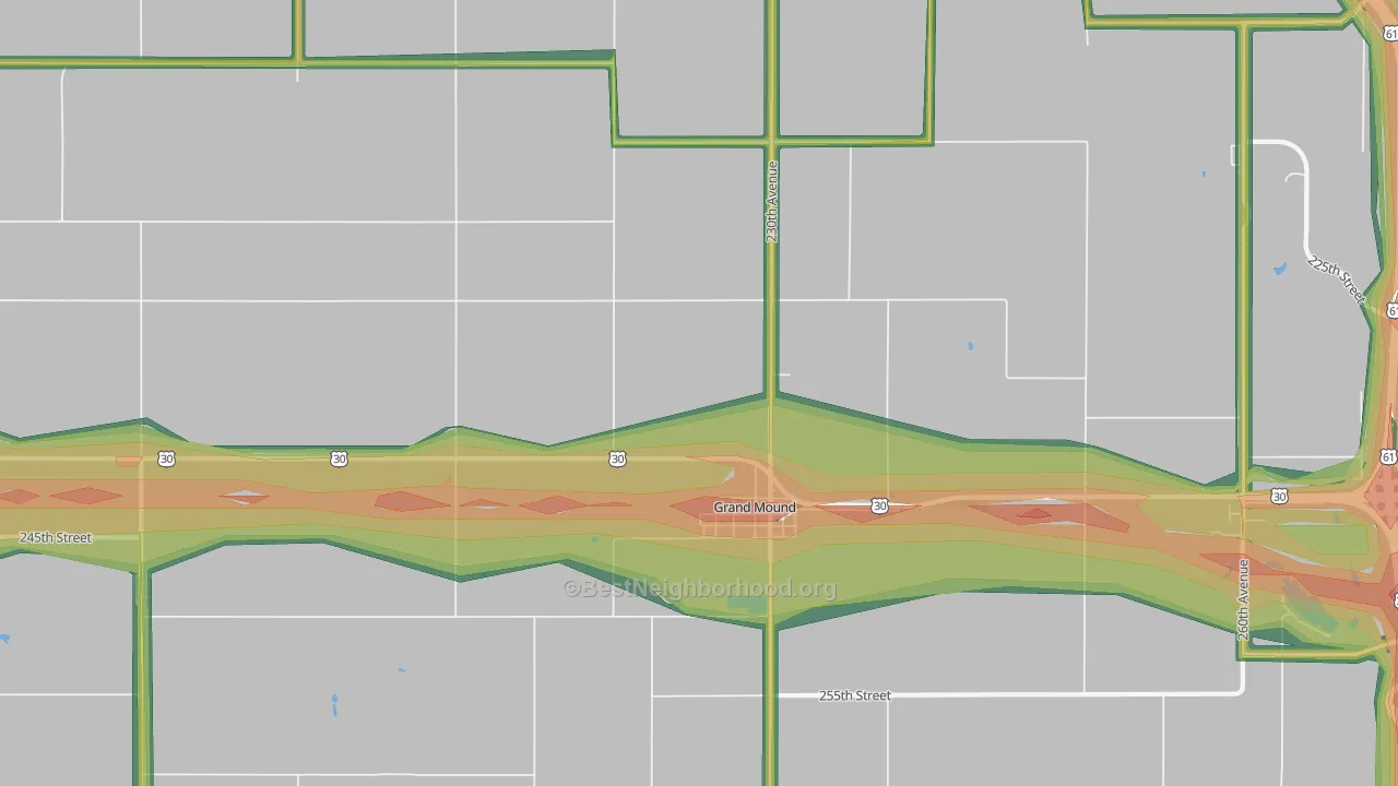 Grand Mound, IA Map of Noise Levels in Grand Mound