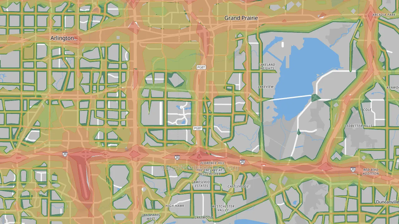 Grand Prairie, TX Map of Noise Levels in Grand Prairie