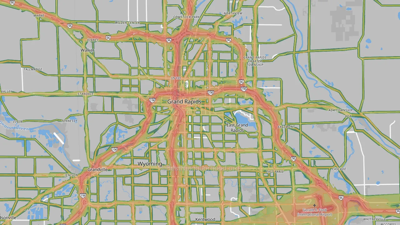 Grand Rapids, MI Map of Noise Levels in Grand Rapids