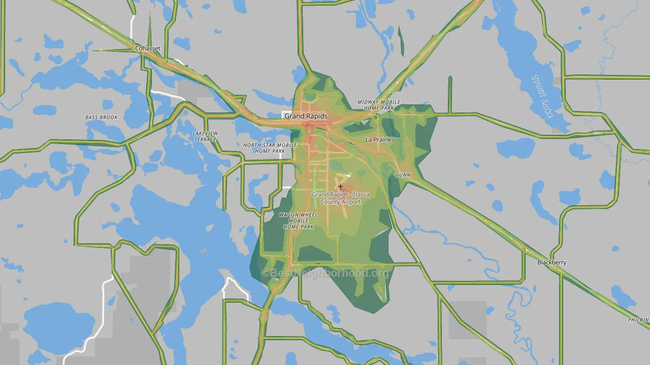 Grand Rapids, MN Map of Noise Levels in Grand Rapids