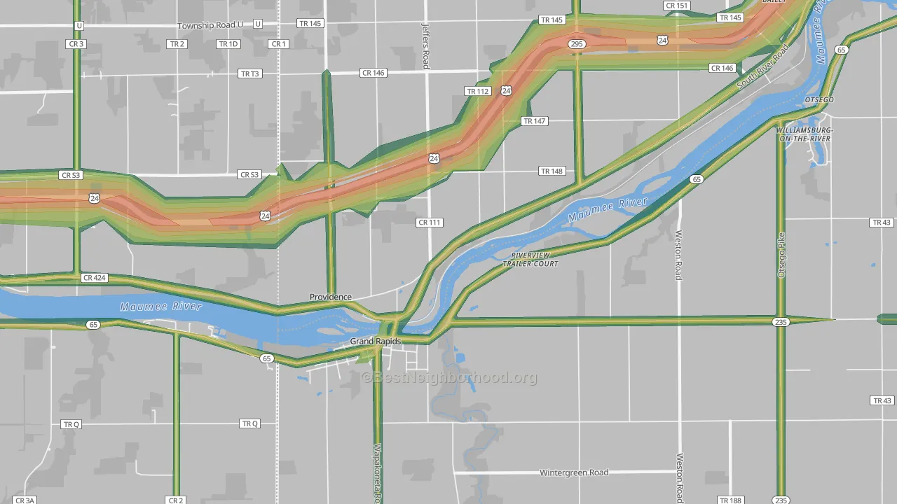 Grand Rapids, OH Map of Noise Levels in Grand Rapids
