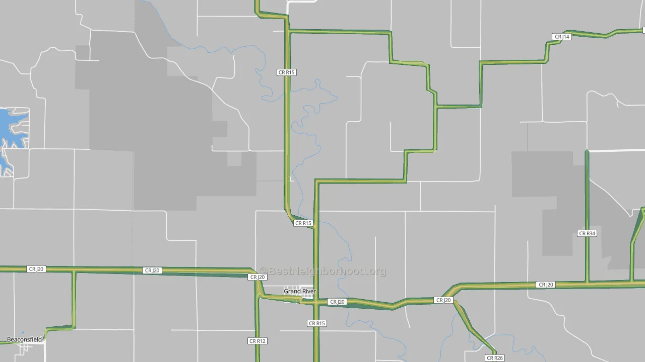 Grand River, IA Map of Noise Levels in Grand River
