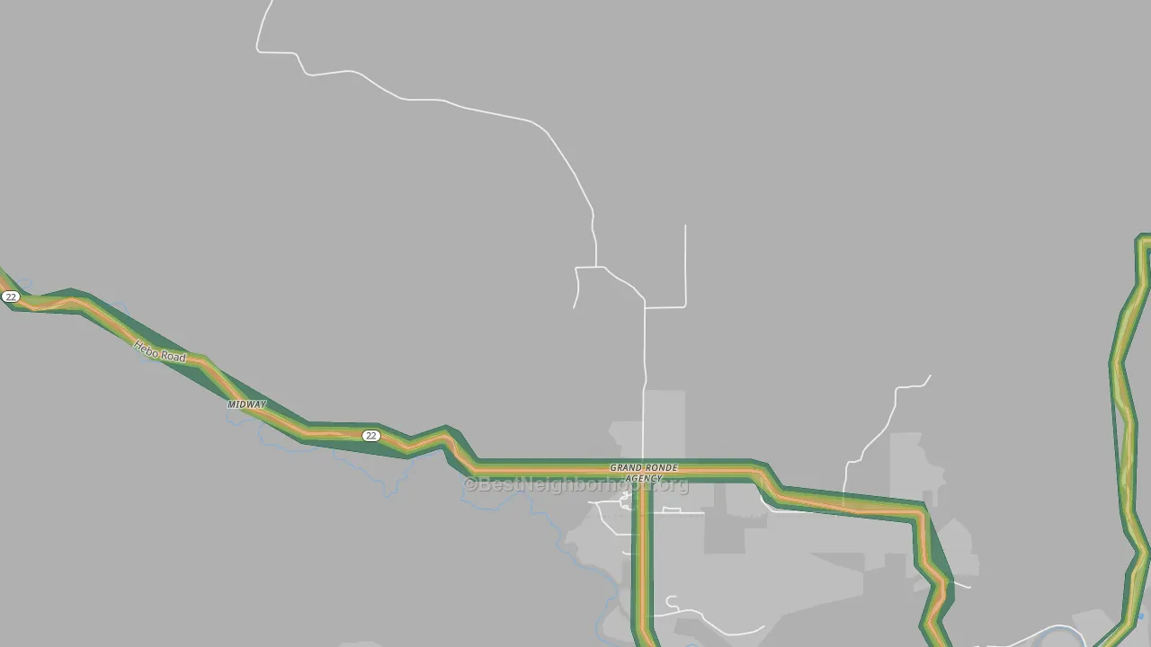 Grand Ronde Agency, OR Map of Noise Levels in Grand Ronde Agency