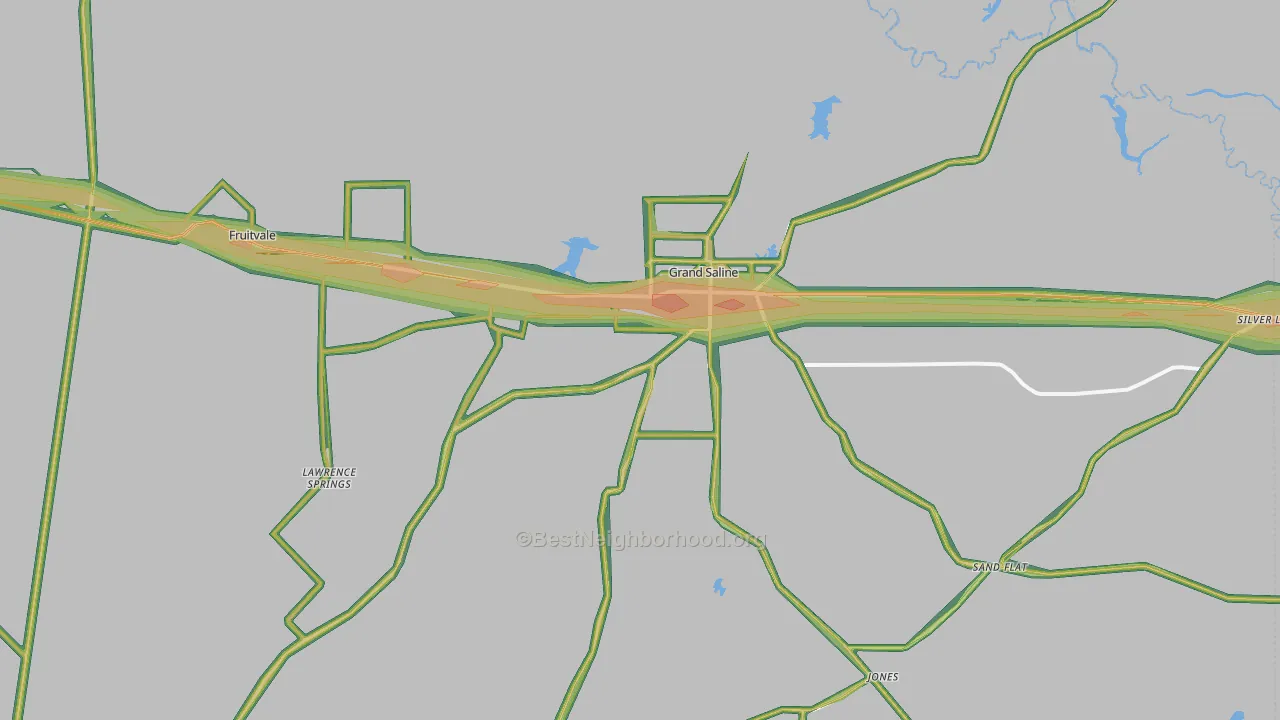 Grand Saline, TX Map of Noise Levels in Grand Saline