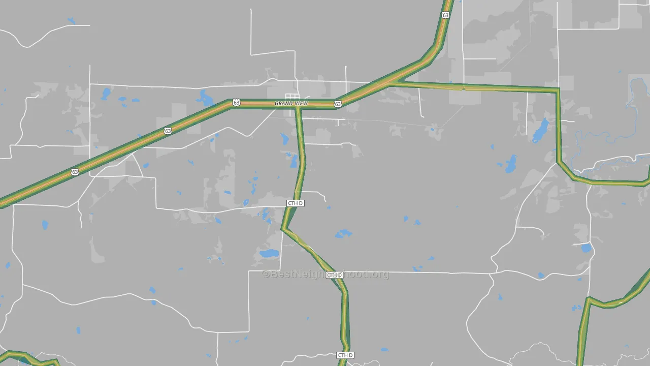 Grand View, WI Map of Noise Levels in Grand View
