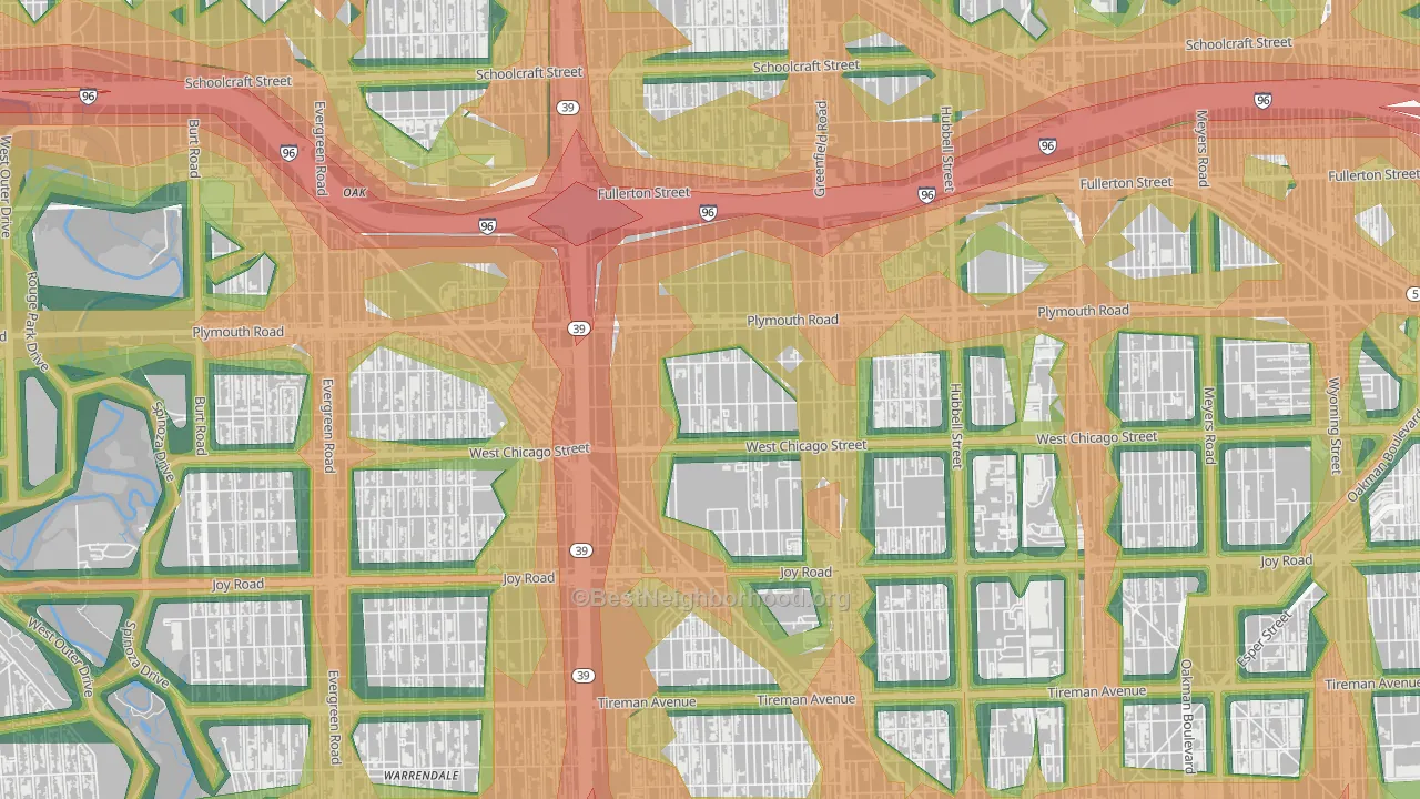 Grandale, Detroit, MI Map of Noise Levels in Grandale