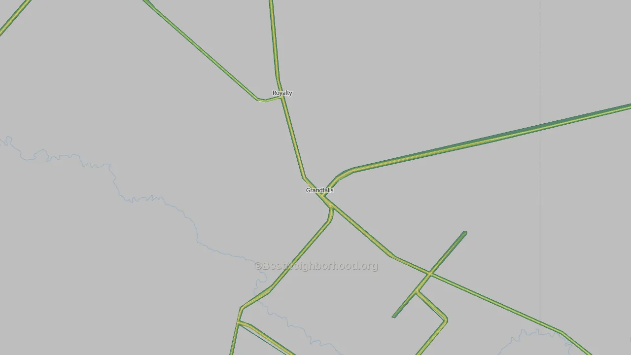 Grandfalls, TX Map of Noise Levels in Grandfalls