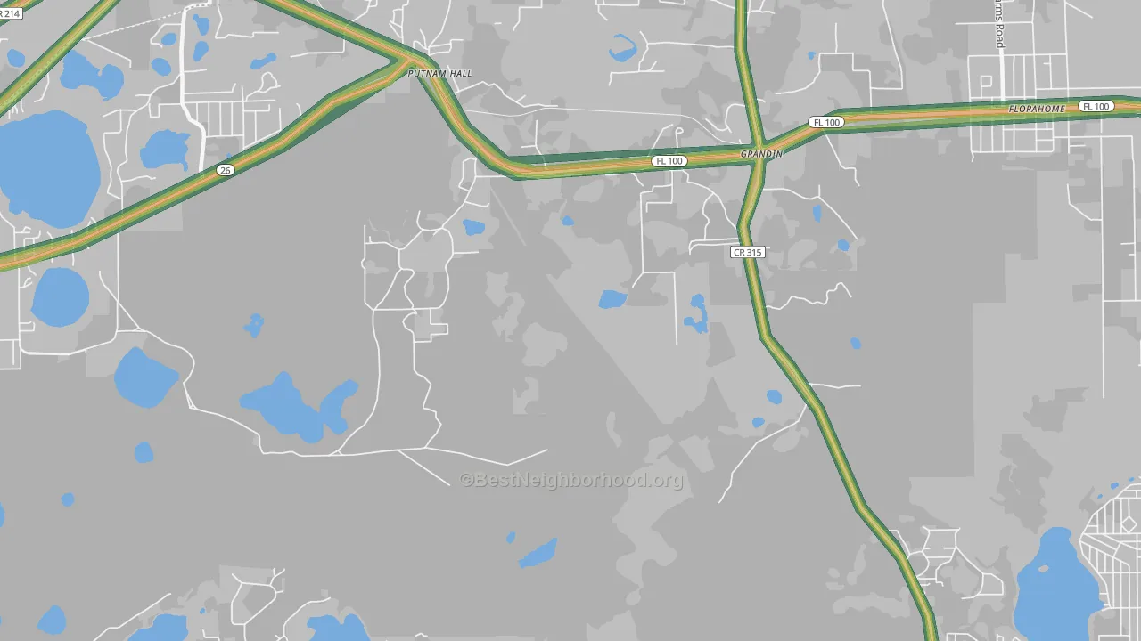 Grandin, FL Map of Noise Levels in Grandin