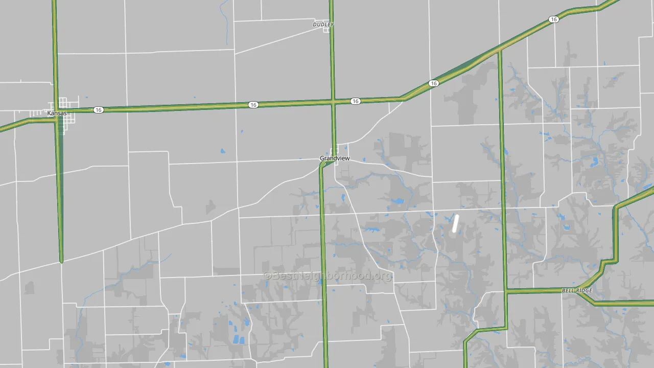 Grandview, IL Map of Noise Levels in Grandview