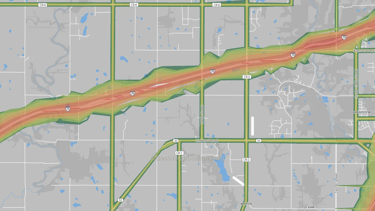 Grandview, KS Map of Noise Levels in Grandview