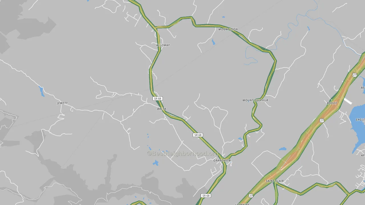 Grandview, TN Map of Noise Levels in Grandview