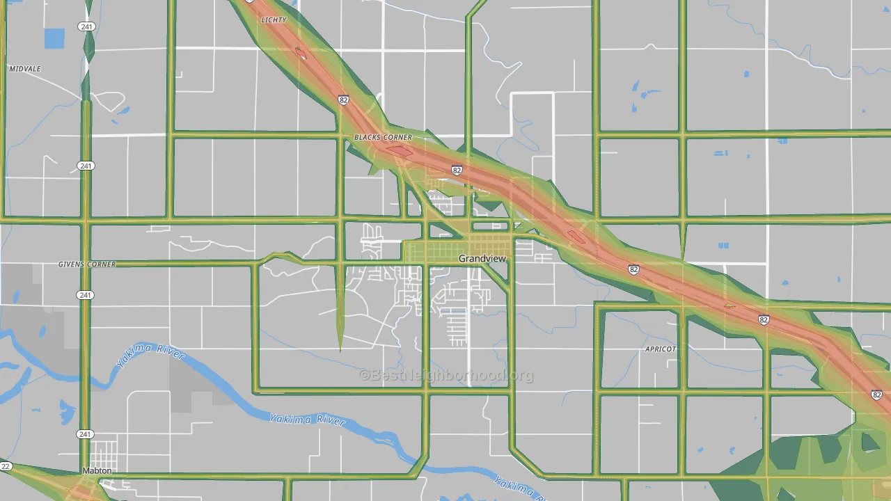 Grandview, WA Map of Noise Levels in Grandview