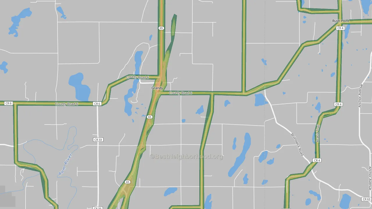 Grandy, MN Map of Noise Levels in Grandy