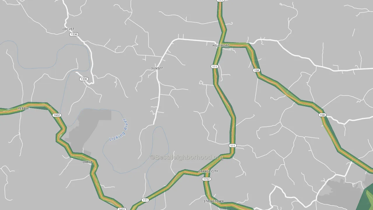 Grange City, KY Map of Noise Levels in Grange City
