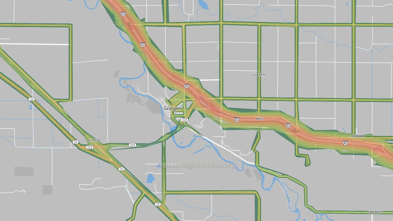 Granger, WA Map of Noise Levels in Granger