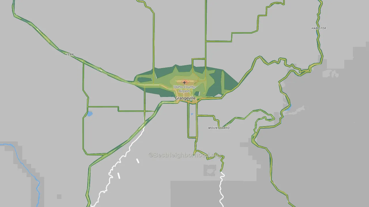 Grangeville, ID Map of Noise Levels in Grangeville