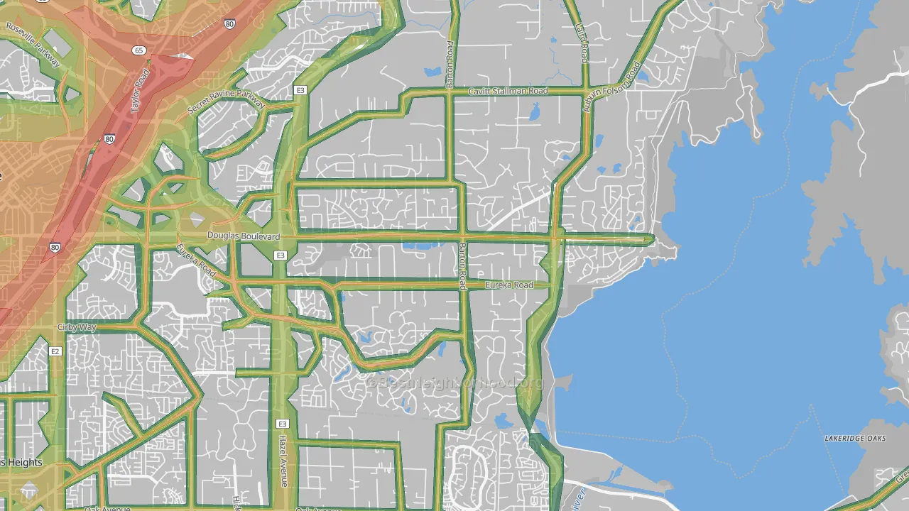 Granite Bay, CA Map of Noise Levels in Granite Bay
