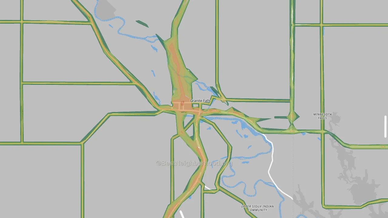 Granite Falls, MN Map of Noise Levels in Granite Falls