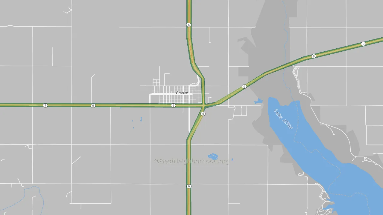Granite, OK Map of Noise Levels in Granite