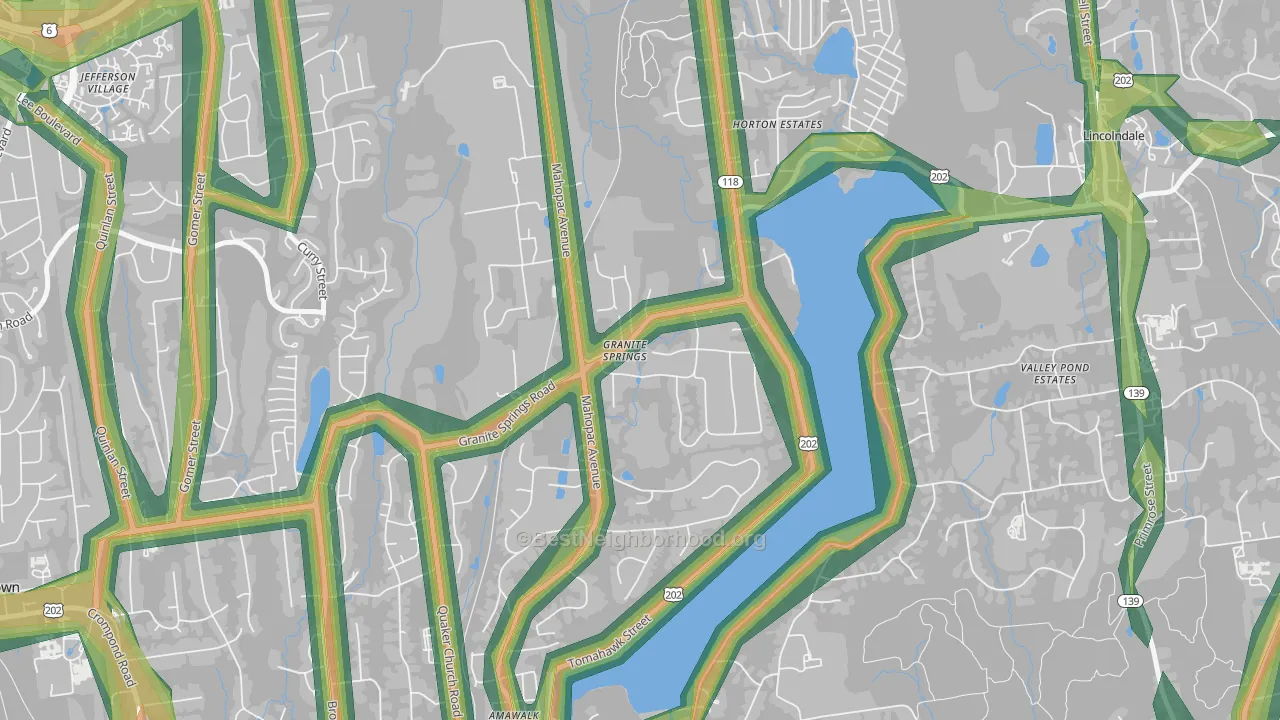 Granite Springs, NY Map of Noise Levels in Granite Springs