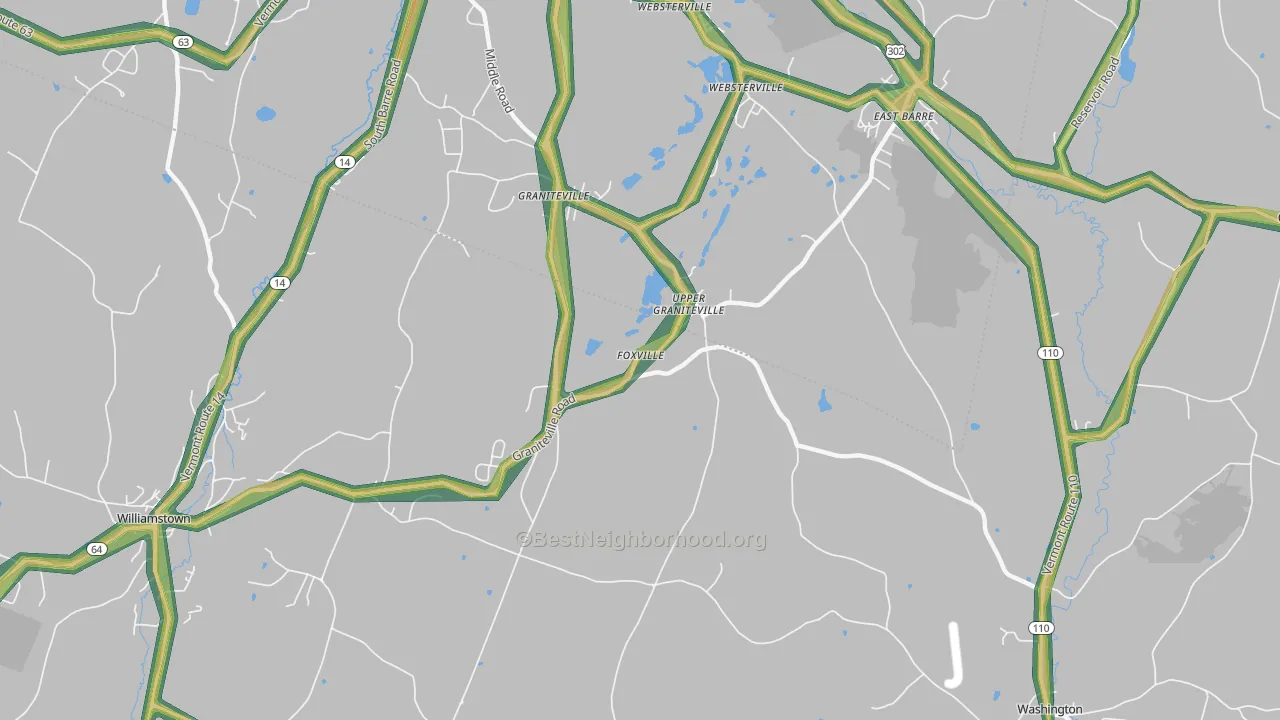 Graniteville, VT Map of Noise Levels in Graniteville