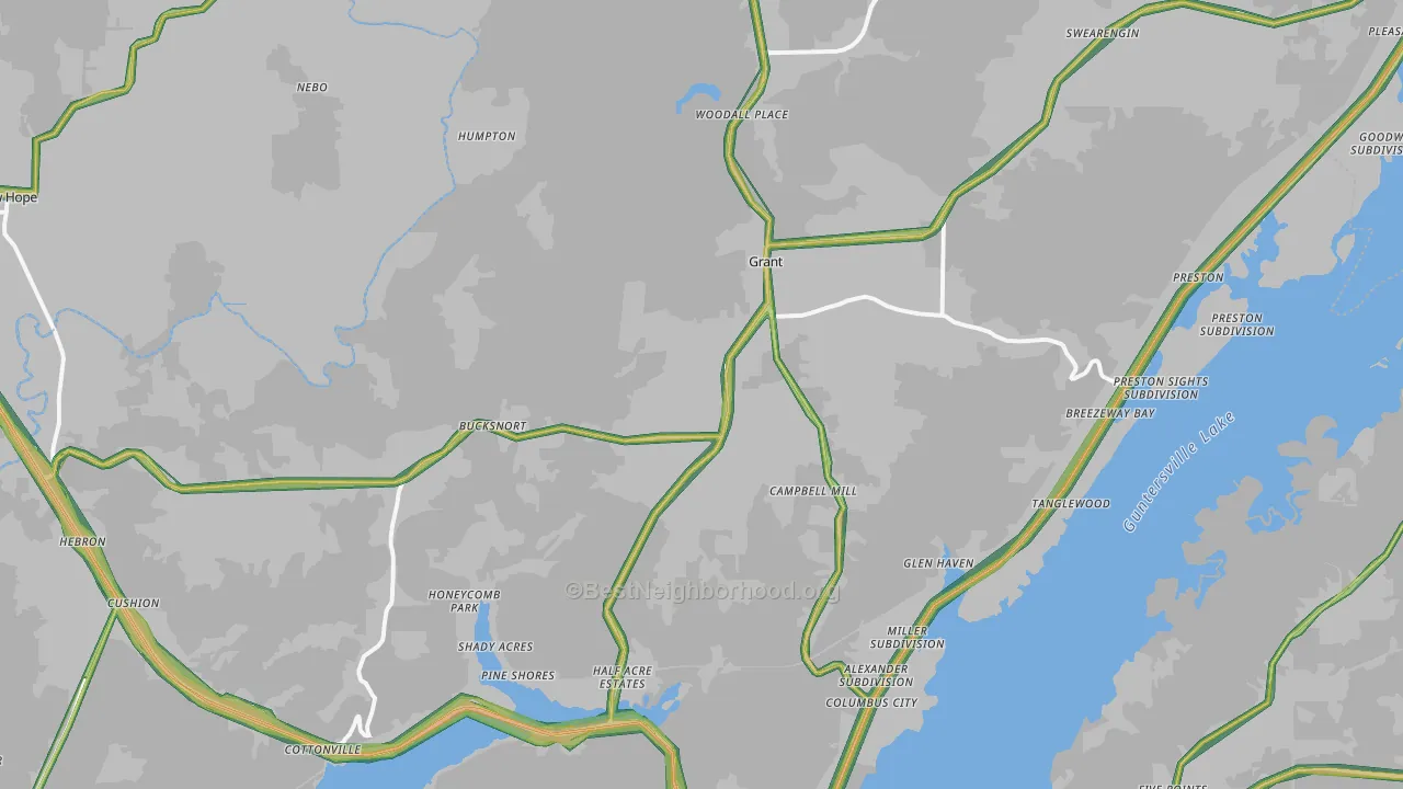 Grant, AL Map of Noise Levels in Grant