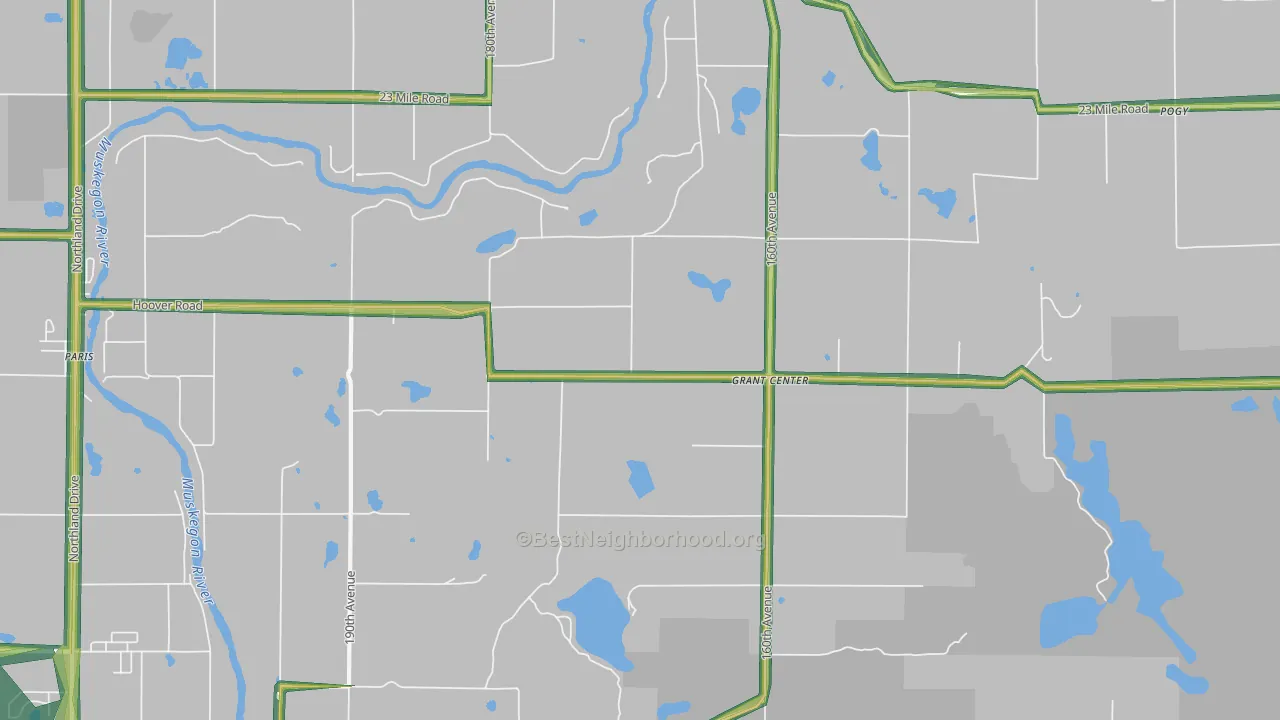 Grant Center, MI Map of Noise Levels in Grant Center