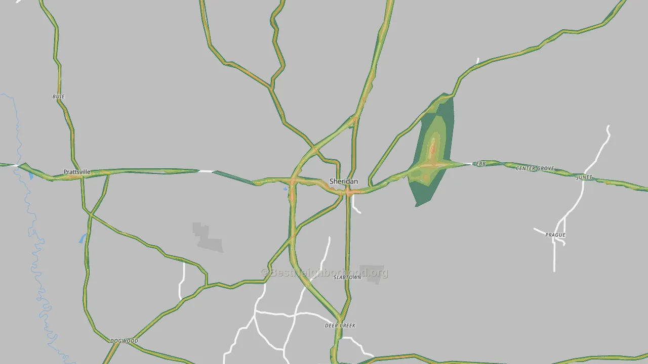 Grant County, AR Map of Noise Levels in Grant County