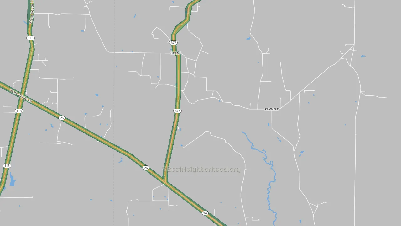 Grant, LA Map of Noise Levels in Grant