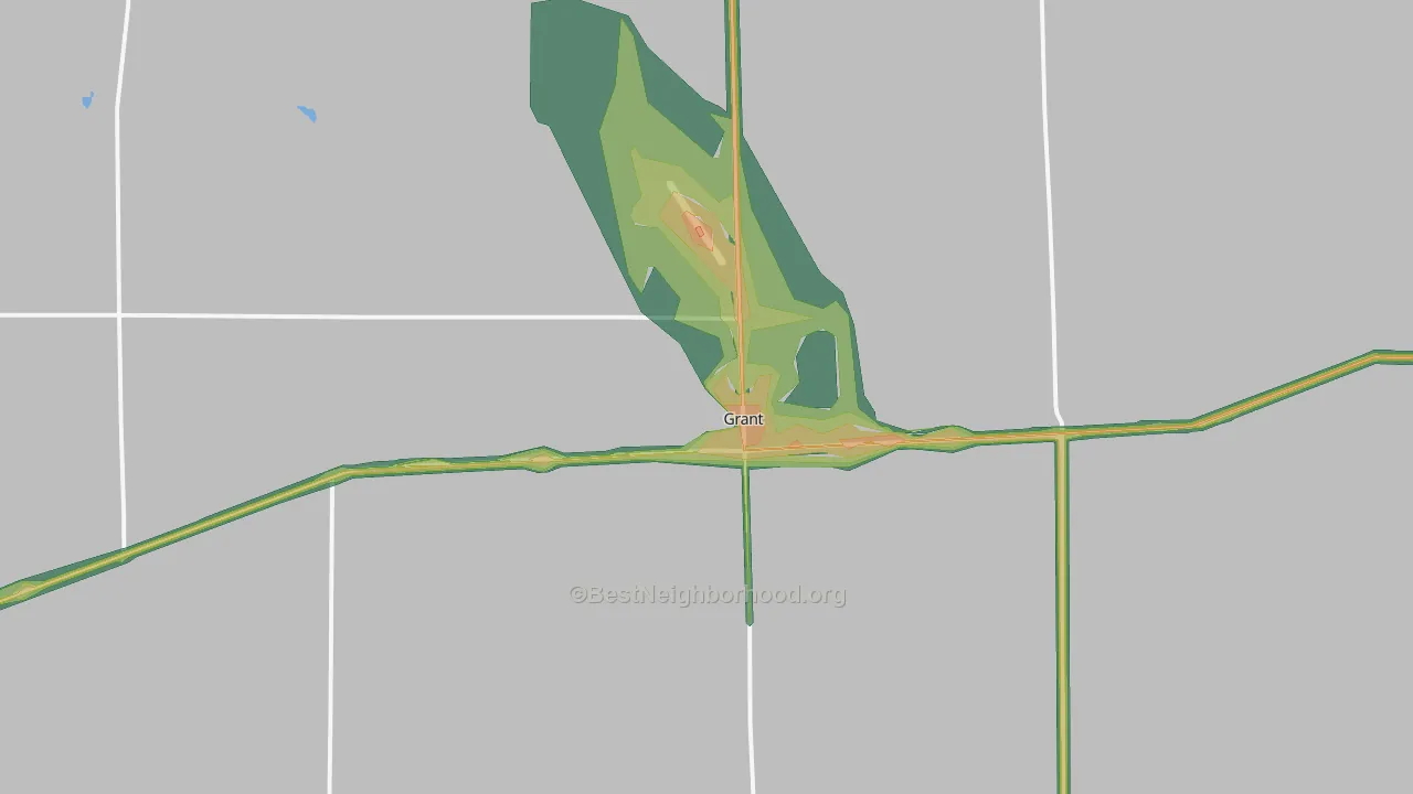 Grant, NE Map of Noise Levels in Grant